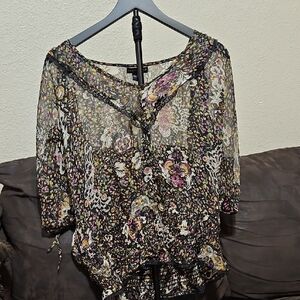 Chic Sheer Floral Women's Blouse